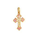 Dije (cruz) con circones en oro amarillo 18kt.