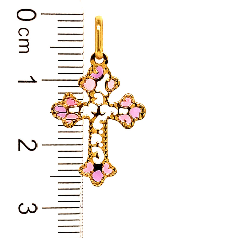 Dije (cruz) con circones en oro amarillo 18kt.