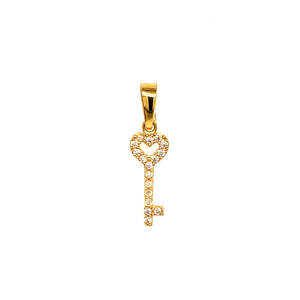 Dije (llave) con circones en oro amarillo 18kt.
