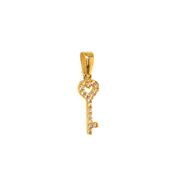 Dije (llave) con circones en oro amarillo 18kt.