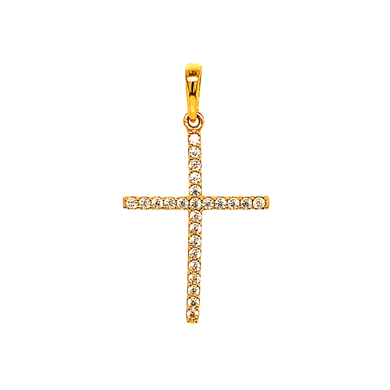 Dije (cruz) con circones en oro amarillo 18kt.