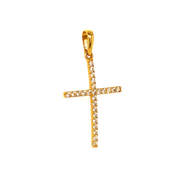 Dije (cruz) con circones en oro amarillo 18kt.