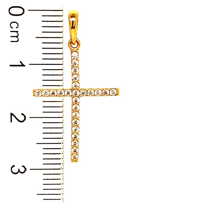 Dije (cruz) con circones en oro amarillo 18kt.