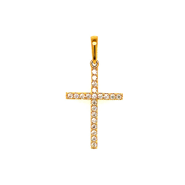Dije (cruz) con circones en oro amarillo 18kt.