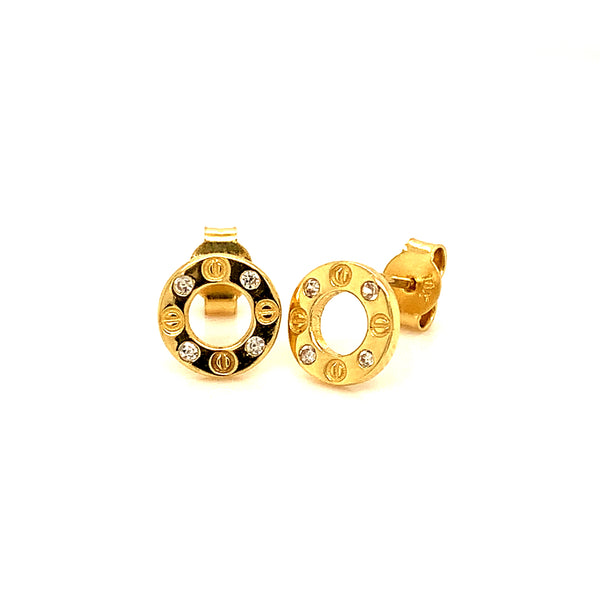 Aretes con circones en oro amarillo 18kt.