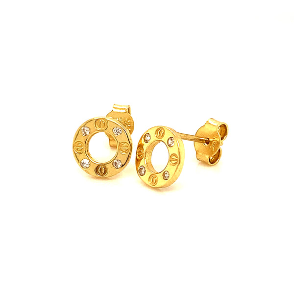 Aretes con circones en oro amarillo 18kt.