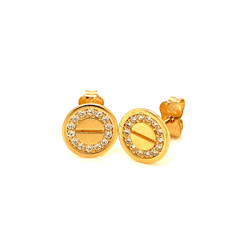 Aretes con circones en oro amarillo 18kt.