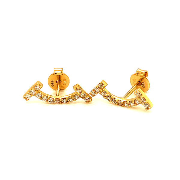 Aretes (sonrisa) con circones en oro amarillo 18kt.