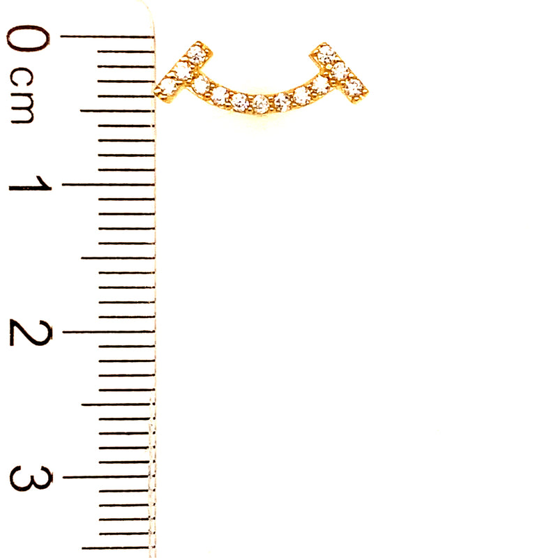 Aretes (sonrisa) con circones en oro amarillo 18kt.