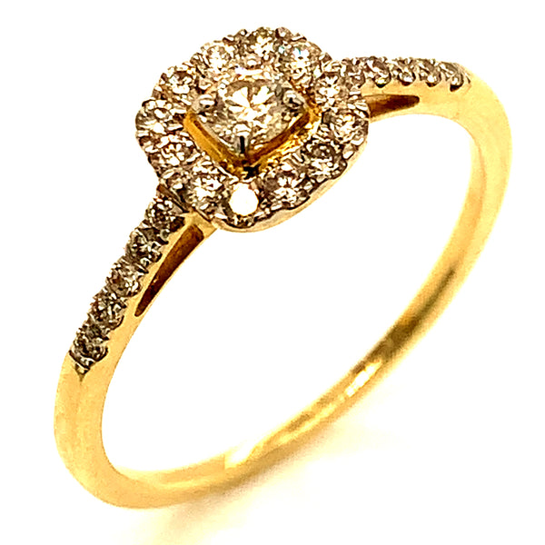(SOFIA) Anillo con diamantes en oro amarillo 10kt.