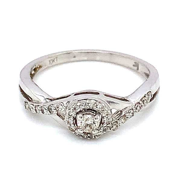 (SOFIA) Anillo con diamantes en oro blanco 10kt.