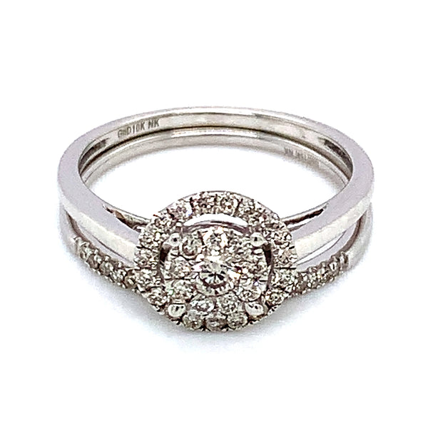 (SOFIA) Set de anillos con diamantes en oro blanco 10kt.