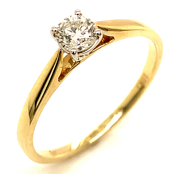 (SOFIA) Anillo solitario con diamante en oro amarillo 10kt.