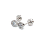 (LD) Aretes con diamantes de laboratorio en oro blanco 14kt.