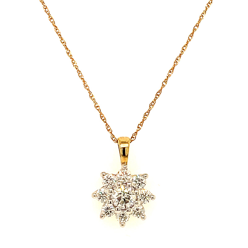 (LD) Collar con diamantes de laboratorio en oro amarillo 10kt.