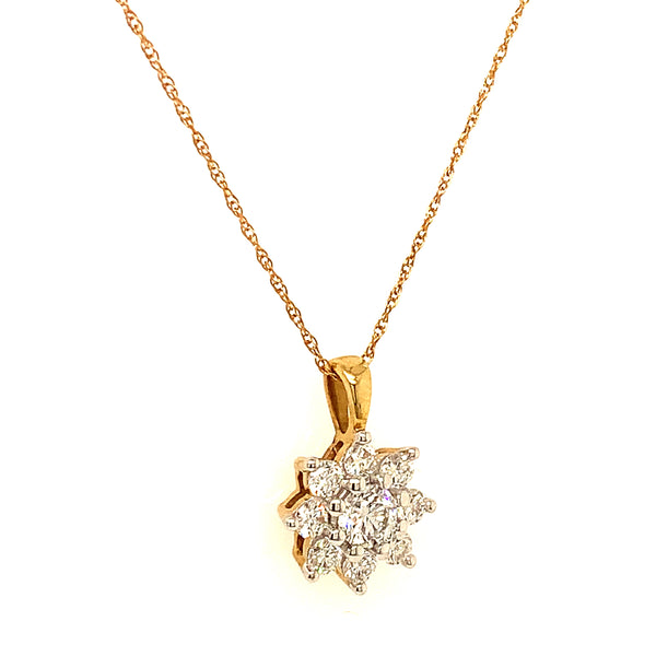 (LD) Collar con diamantes de laboratorio en oro amarillo 10kt.