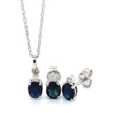 Juego de zafiros con diamantes en oro blanco 18kt