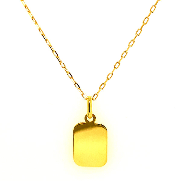 Collar (placa grabable) en oro amarillo 10kt. 40cm