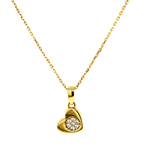 Collar (corazón) con circones en oro amarillo 10kt. 42/45cm