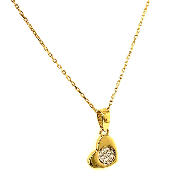 Collar (corazón) con circones en oro amarillo 10kt. 42/45cm