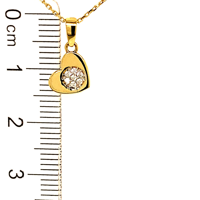 Collar (corazón) con circones en oro amarillo 10kt. 42/45cm