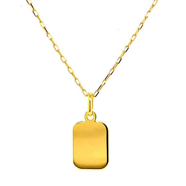 Collar (placa grabable) en oro amarillo 10kt. 45cm