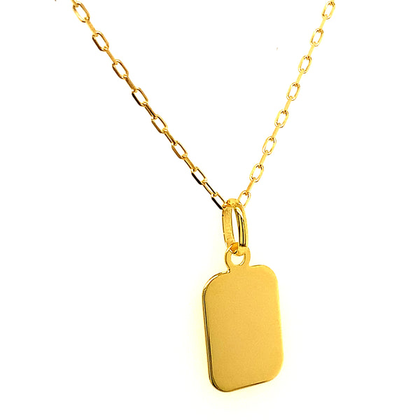 Collar (placa grabable) en oro amarillo 10kt. 45cm