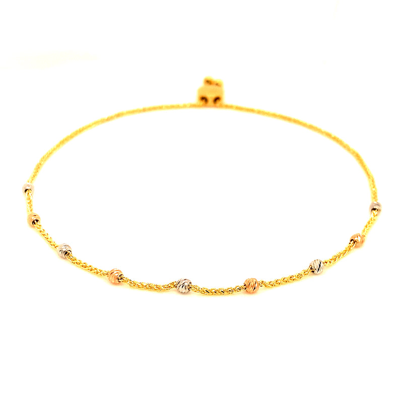 Pulsera (ajustable) en oro tres tonos 10kt.