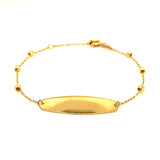 Pulsera para bebes (plaquita grabable) en oro amarillo 10kt. 13/15cm
