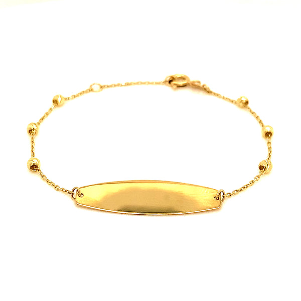Pulsera (plaquita grabable) en oro amarillo 10kt. 13/15cm