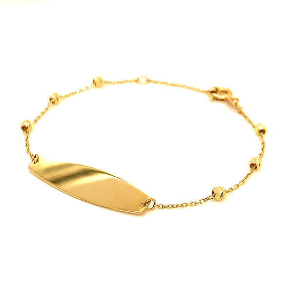 Pulsera (plaquita grabable) en oro amarillo 10kt. 13/15cm