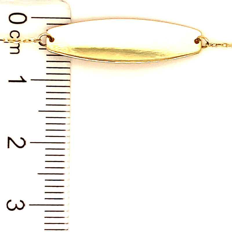Pulsera para bebes (plaquita grabable) en oro amarillo 10kt. 13/15cm