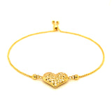 Pulsera corazón (ajustable) en oro amarillo 10kt.