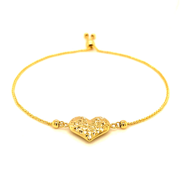 Pulsera corazón (ajustable) en oro amarillo 10kt.