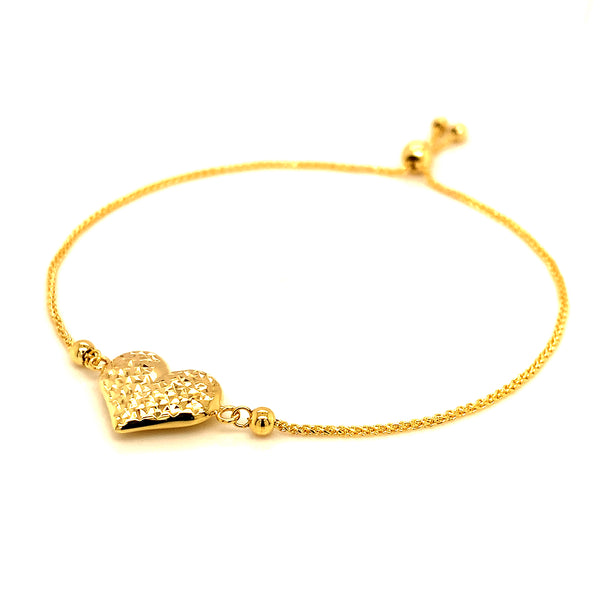 Pulsera corazón (ajustable) en oro amarillo 10kt.