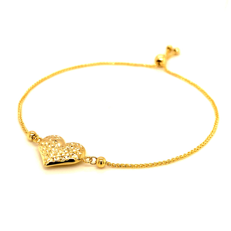 Pulsera corazón (ajustable) en oro amarillo 10kt.