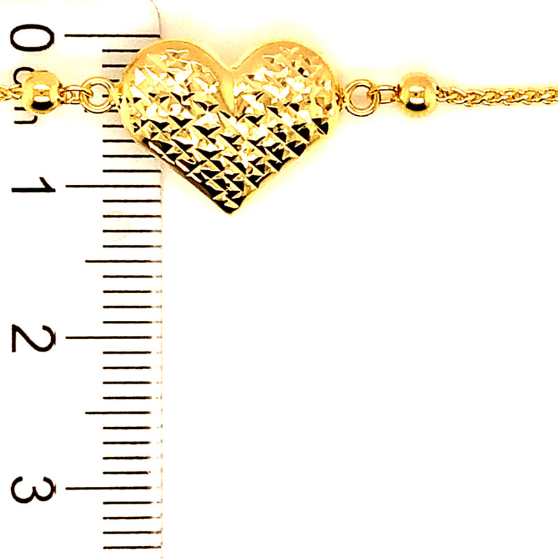 Pulsera corazón (ajustable) en oro amarillo 10kt.