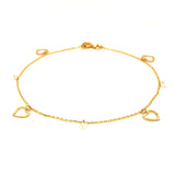 Pulsera (corazones) en oro amarillo 10kt. 19cm