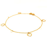 Pulsera (corazones) en oro amarillo 10kt. 19cm