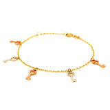 Pulsera para bebes en oro tres tonos 10kt. 13/15cm