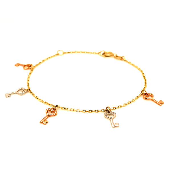 Pulsera para bebes en oro tres tonos 10kt. 13/15cm