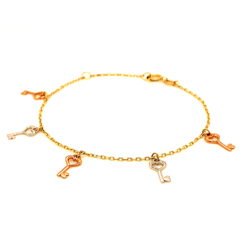 Pulsera para bebes en oro tres tonos 10kt. 13/15cm