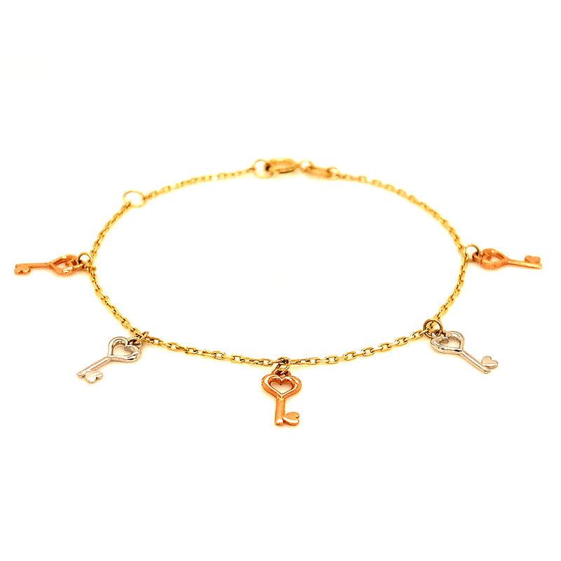 Pulsera para bebes en oro tres tonos 10kt. 13/15cm