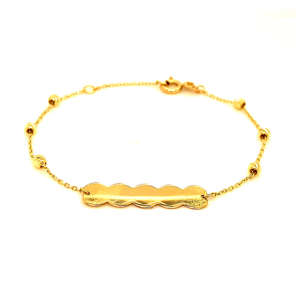 Pulsera (plaquita grabable) en oro amarillo 10kt. 13/15cm