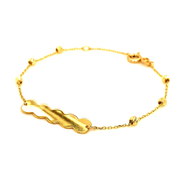 Pulsera (plaquita grabable) en oro amarillo 10kt. 13/15cm