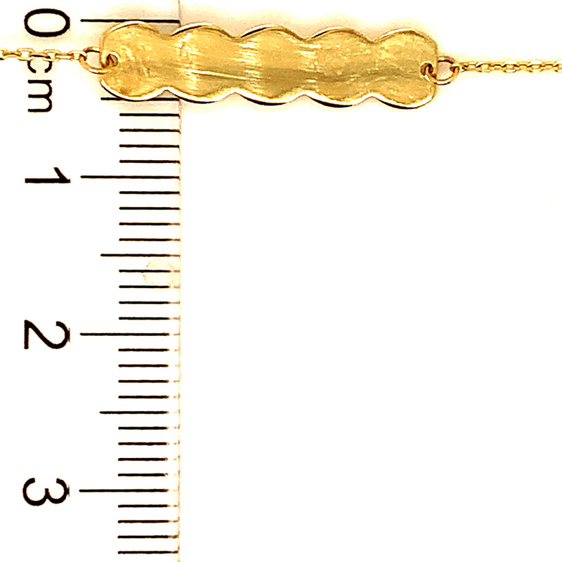 Pulsera para bebés (plaquita grabable) en oro amarillo 10kt. 13/15cm