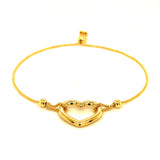 Pulsera corazón (ajustable) en oro amarillo 10kt.