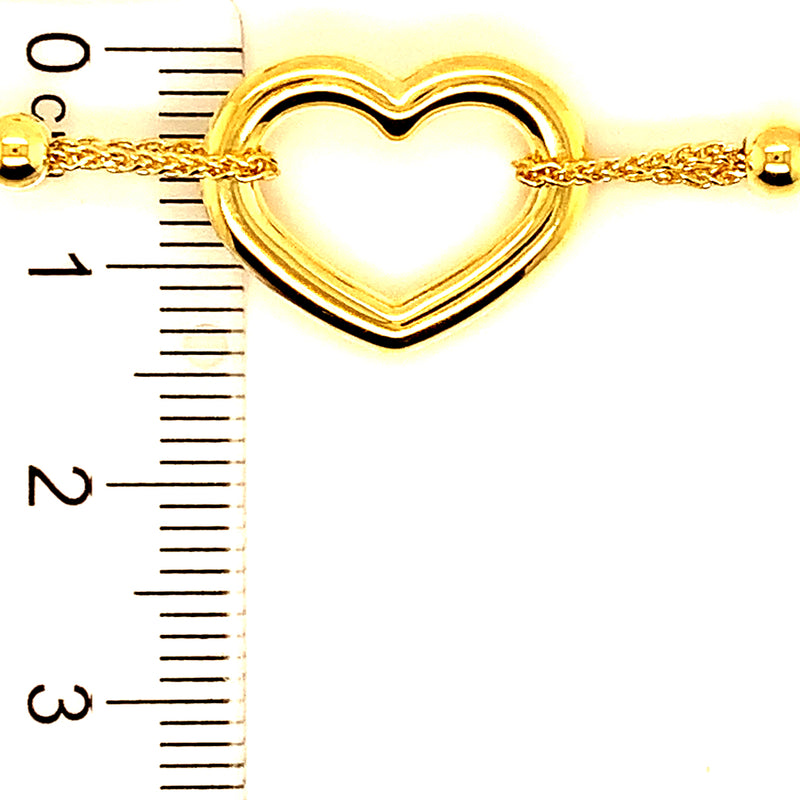 Pulsera corazón (ajustable) en oro amarillo 10kt.