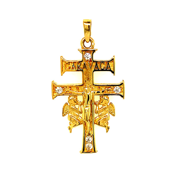 Dije (cruz de caravaca) en oro amarillo 10kt.