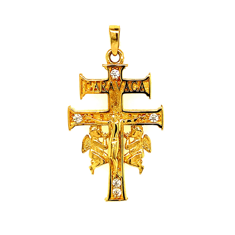 Dije (cruz de caravaca) en oro amarillo 10kt.